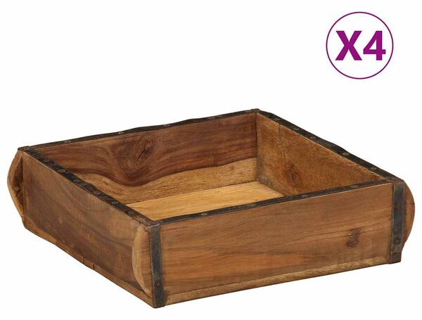 Taca 4 szt. Brązowy 29 x 31 x 10 cm Lite Drewno Recyklingowe