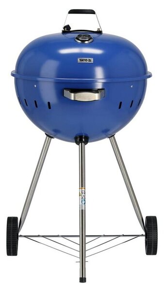 Grill ogrodowy węglowy YATO YG-20302 Zamykany, okrągły, na kółkach Niebieski