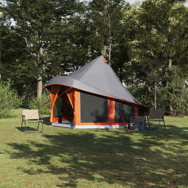 Namiot Tipi Szary i pomarańczowy 404 x 370 x 270 cm tafta