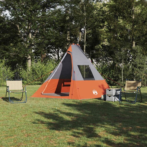 Namiot Tipi Szary i pomarańczowy 383 x 338 x 217 cm tafta
