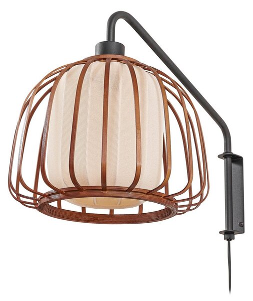 Lampa Ścienna Lindby, Davella, drewniany, salon, bambus, skandynawski