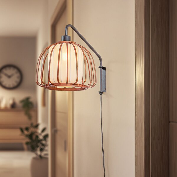 Lampa Ścienna Lindby, Davella, drewniany, salon, bambus, skandynawski