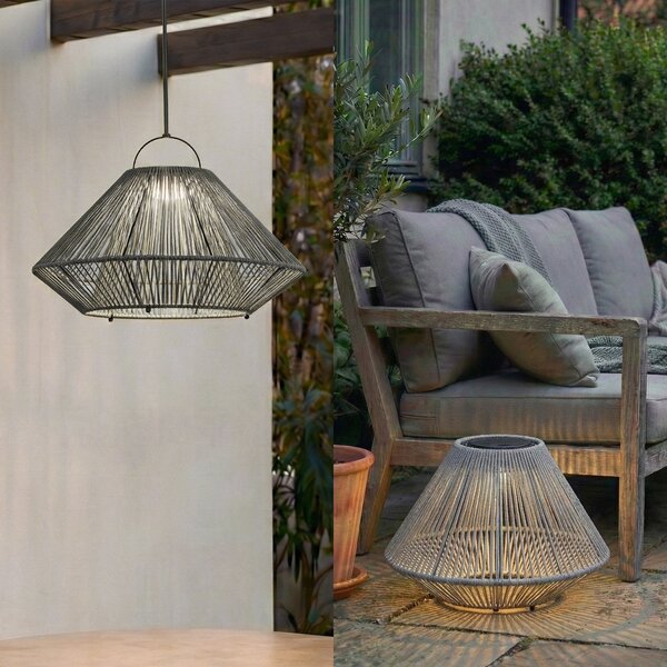 Zewnętrzna Lampa Lindby, Austas, ściemnialny, szary, balkon, tworzywo sztuczne, nowoczesny