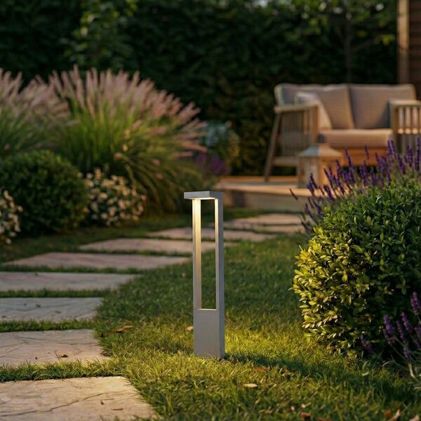 Zewnętrzna Lampa Lindby, Lonete, szary, taras, aluminium, nowoczesny