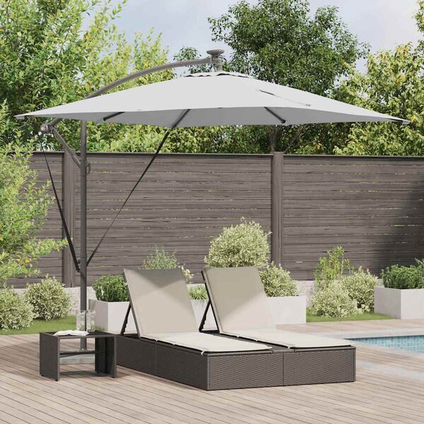 Parasol plażowy z paskami LED piaskowy 249 x 249 x 250 cm