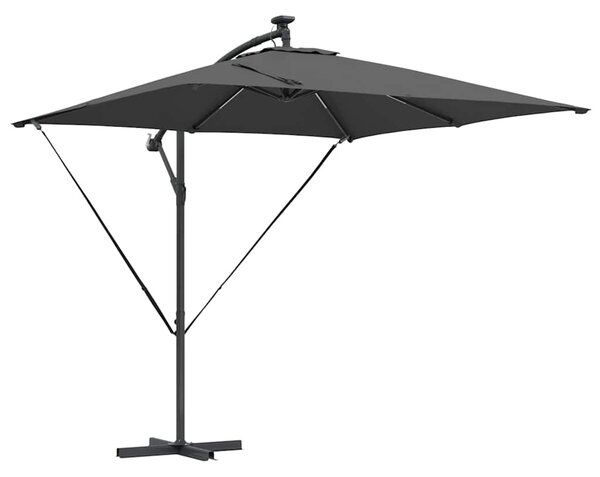 Parasol plażowy z paskami LED Antracyt 249 x 249 x 250 cm