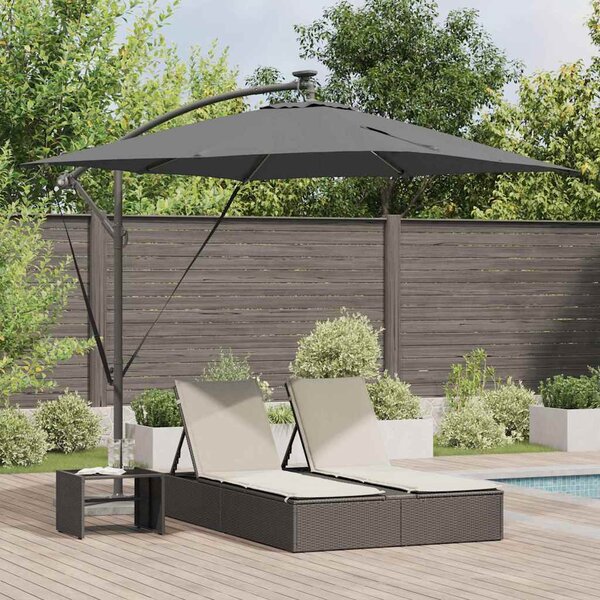 Parasol plażowy z paskami LED Antracyt 249 x 249 x 250 cm
