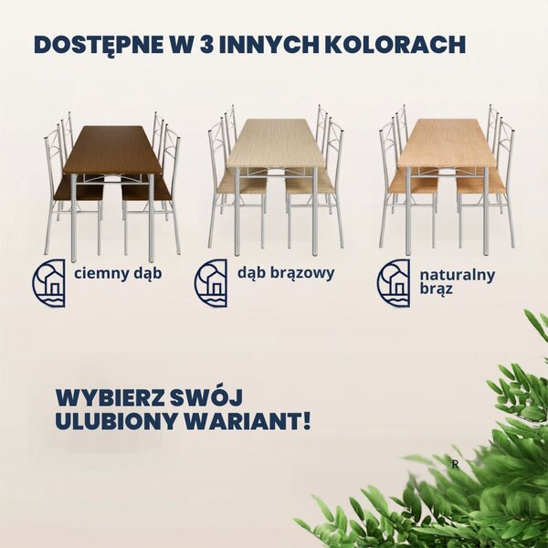 Zestaw jadalniany PAUL, 5 części, aksamitnie biała Jurhan