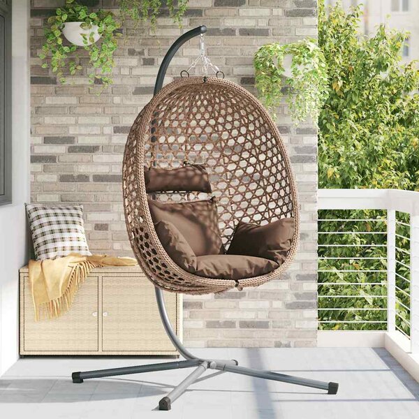 Wiszące krzesło jajo kawowy 104 x 100 x 191 cm polirattan