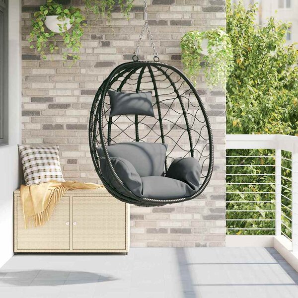 Wiszące krzesło jajo Antracyt 91,5 x 54,5 x 107 cm polirattan