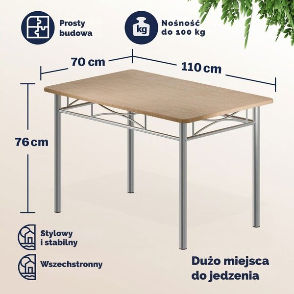 Zestaw jadalniany PAUL, 5 części, naturalny brąz Casaria