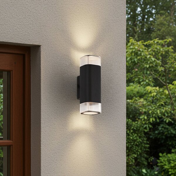 Zewnętrzna Lampa Lindby, Halvar, ściemnialny, czarny, taras, metal, nowoczesny