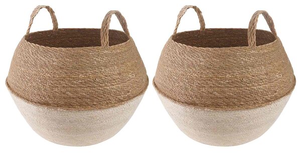 Doniczka z uchwytami 2 pcs Biały Ø 45 x 36 cm 100% Trawa morska