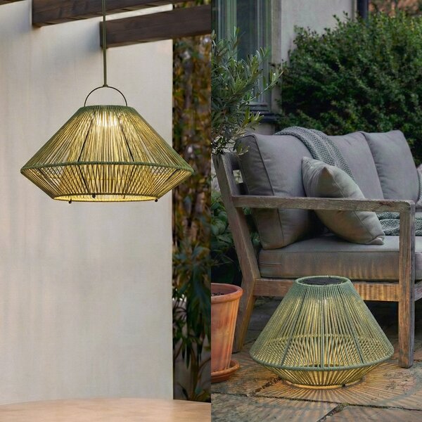 Zewnętrzna Lampa Lindby, Austas, ściemnialny, zielony, balkon, tworzywo sztuczne, nowoczesny