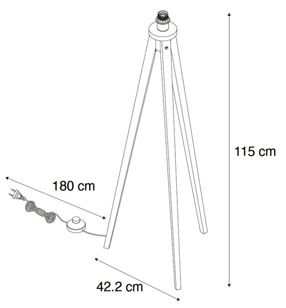 Wiejska lampa podłogowa statyw z drewna orzechowego - Tripod Classic Oswietlenie wewnetrzne