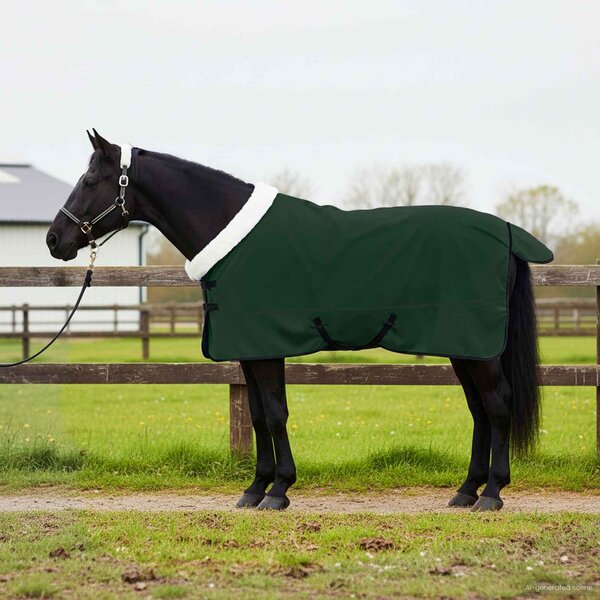 Koc dla Koni Pełny ciemnozielony 125 cm Polarowy fleece