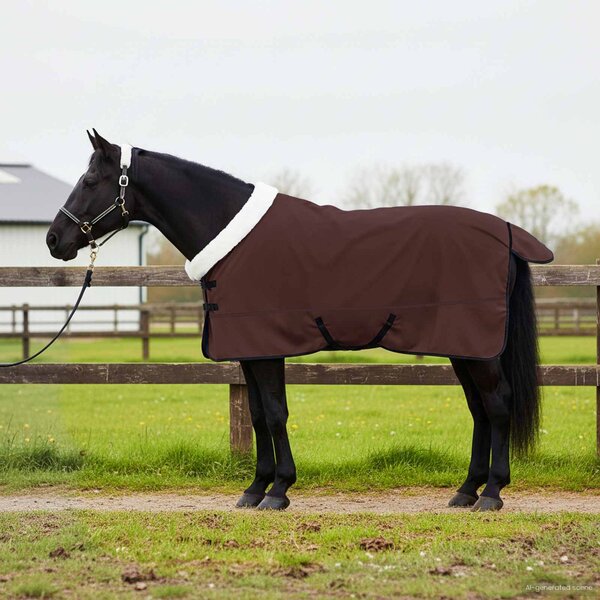 Koc dla Koni Pełny Ciemny Brąz 135 cm Polarowy fleece