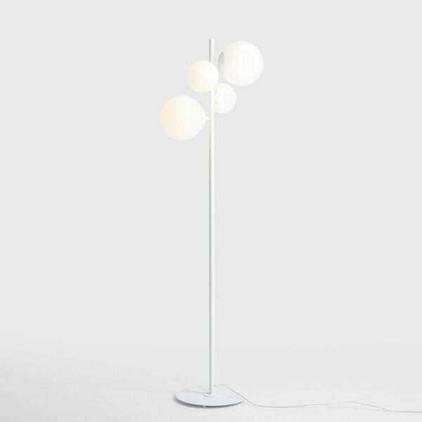 Lampa podłogowa Bloom - szklane kule, biała