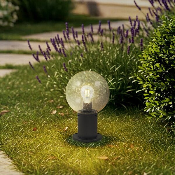 Zewnętrzna Lampa Lindby, Dangan, ściemnialny, czarny, taras, szkło, nowoczesny