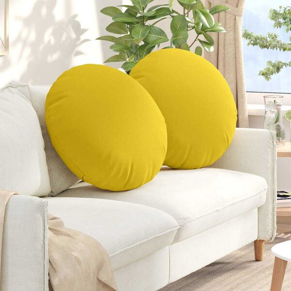 Poduszki na siedziska 2 pcs Jasnożółty Ø80 x 29 cm tkanina