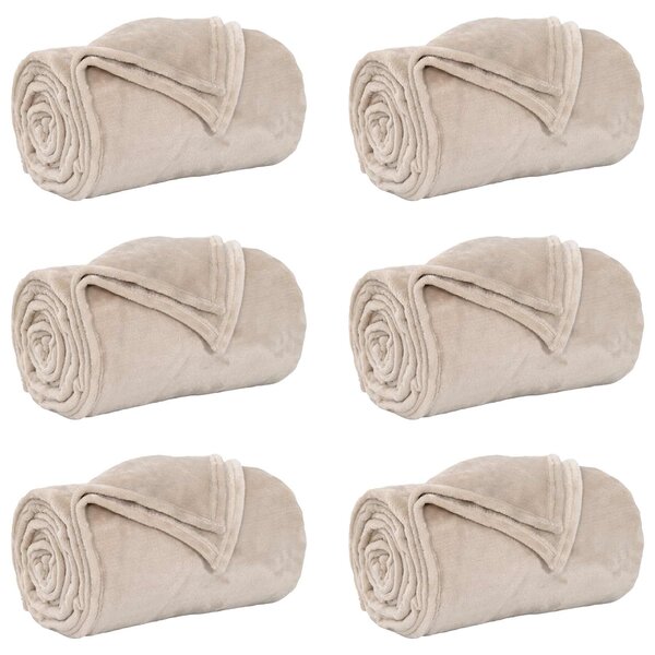 Koce narzutowe 6 pcs Beżowy 130 x 150 cm Polar