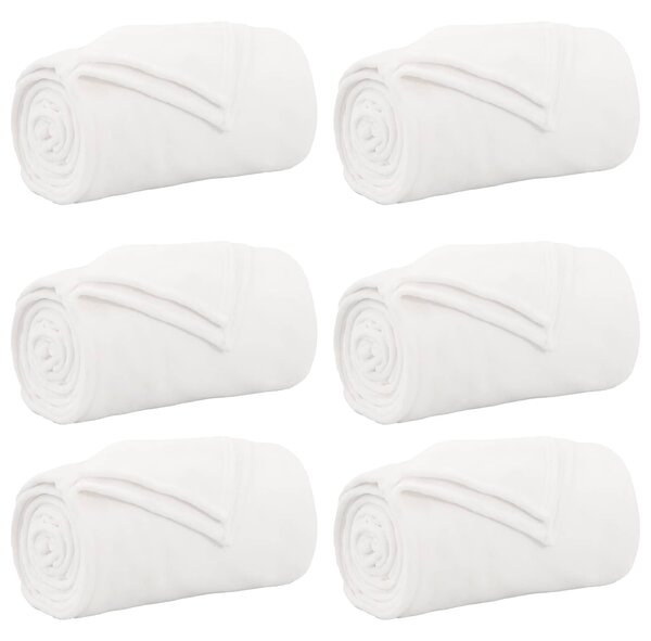 Koce narzutowe 6 pcs Biały 130 x 150 cm Polar