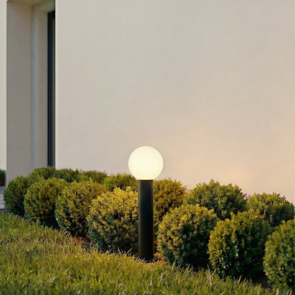Zewnętrzna Lampa Lindby, Dangan, ściemnialny, czarny, taras, szkło, nowoczesny