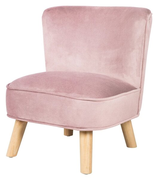 Jasnoróżowy aksamitny fotel dziecięcy Lil Sofa – Roba