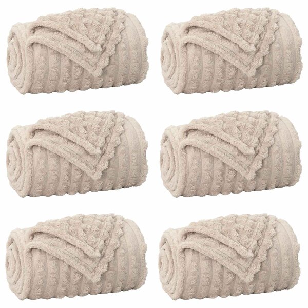 Koce narzutowe 6 pcs Beżowy 150 x 130 cm Polar