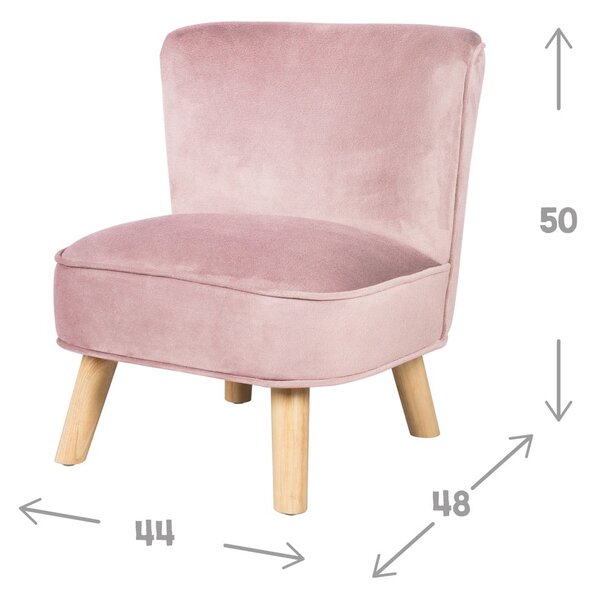 Jasnoróżowy aksamitny fotel dziecięcy Lil Sofa – Roba