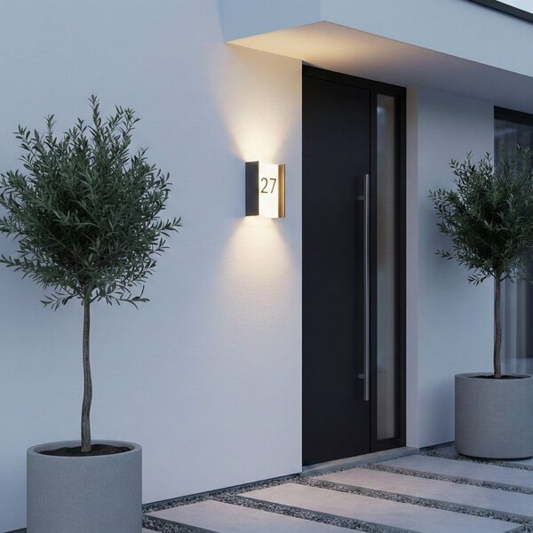 Zewnętrzna Lampa Lindby, Selqa, czarny, balkon, metal, nowoczesny