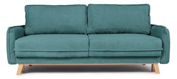 Turkusowa sztruksowa rozkładana sofa 218 cm Tori – Bonami Selection