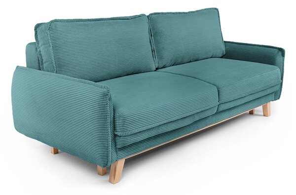 Turkusowa sztruksowa rozkładana sofa 218 cm Tori – Bonami Selection