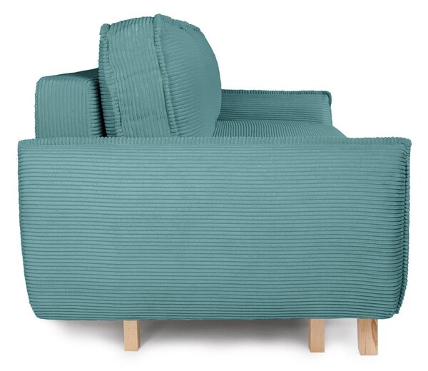 Turkusowa sztruksowa rozkładana sofa 218 cm Tori – Bonami Selection