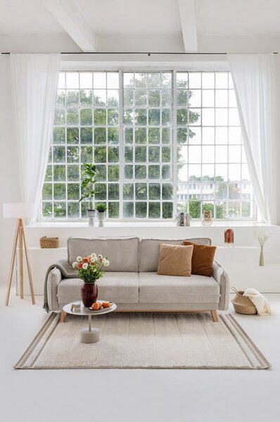 Beżowa sztruksowa rozkładana sofa 218 cm Tori – Bonami Selection