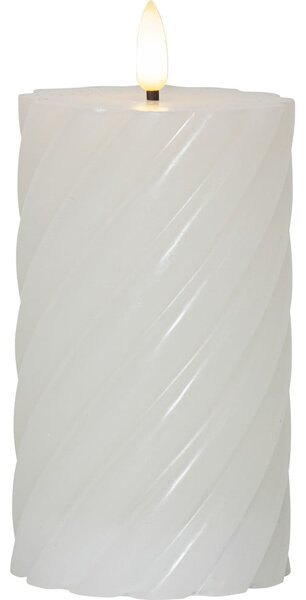 Biała woskowa świeca LED Star Trading Flamme Swirl, wys. 15 cm