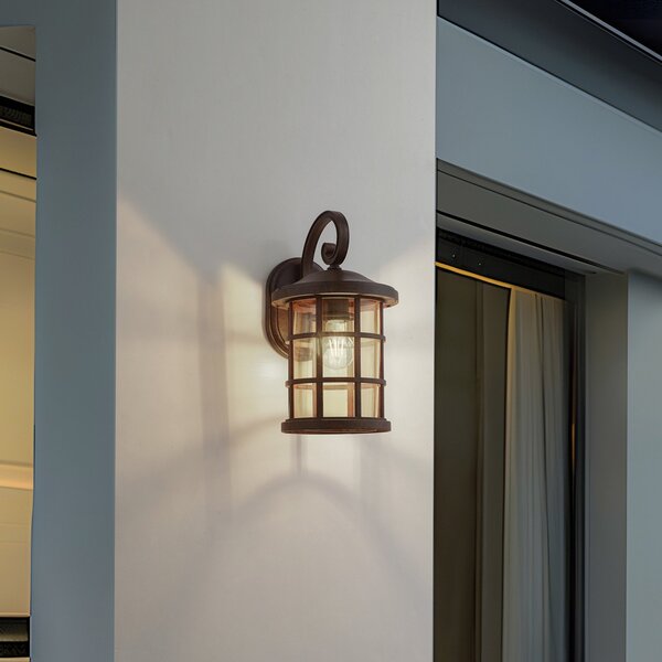 Zewnętrzna Lampa Lindby, Ankea, ściemnialny, brąz rdzawy, taras, tworzywo sztuczne, antyczny