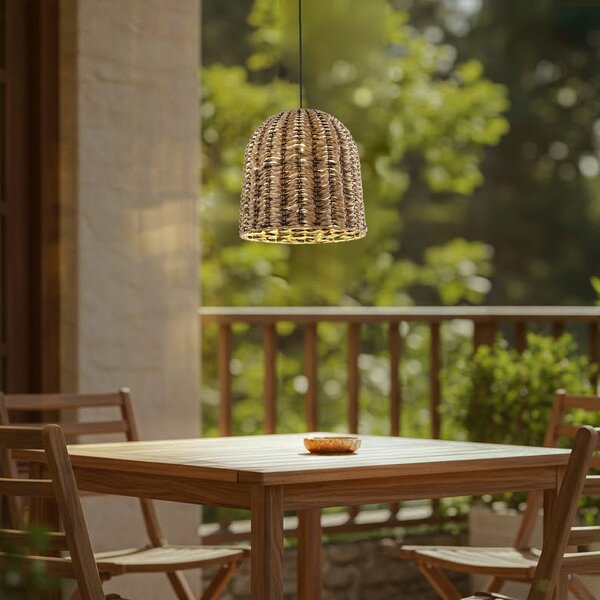 Zewnętrzna Lampa Lindby, Taryn, ściemnialny, drewniany, taras, tworzywo sztuczne, dworkowy | rustykalny