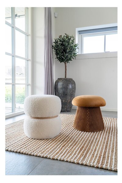 Biały puf z materiału bouclé Milford – House Nordic