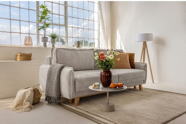 Beżowa sztruksowa rozkładana sofa 218 cm Tori – Bonami Selection