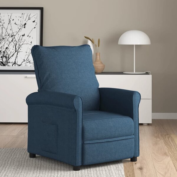 Fotel rozkładany, niebieski, obity tkaniną