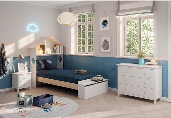Biała niska komoda dziecięca z drewna sosnowego 100x80 cm Max – Marckeric