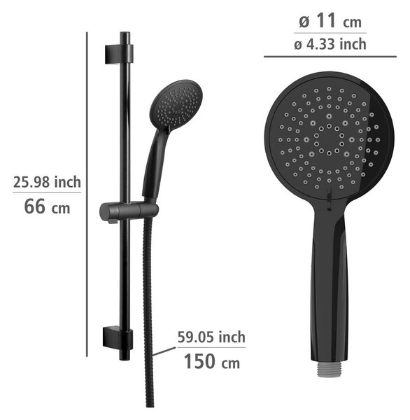 Czarny zestaw prysznicowy ze stali nierdzewnej 66 cm Young – Wenko