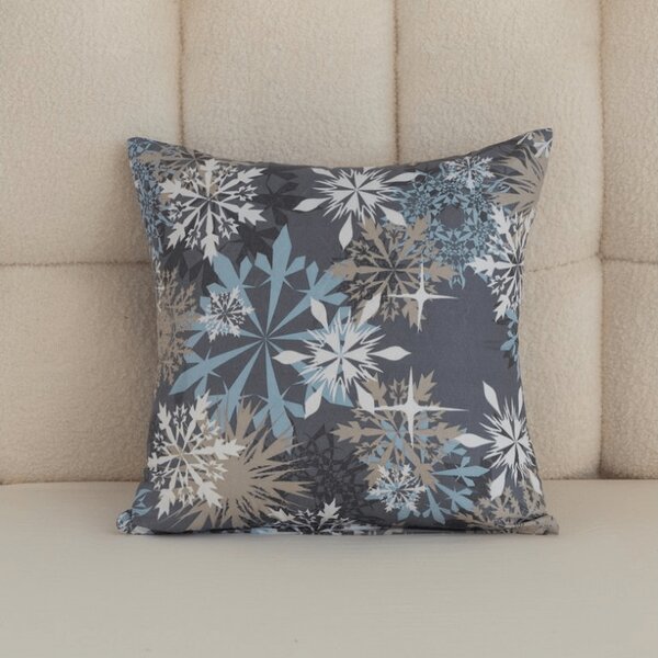 Poszewka na poduszkę z mikrofibry SNOWFLAKE 45x45 cm, niebieskoszara