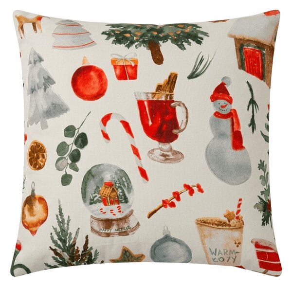 Poszewka na poduszkę z mikrofibry FESTIVE MAGIC 45x45 cm, biały