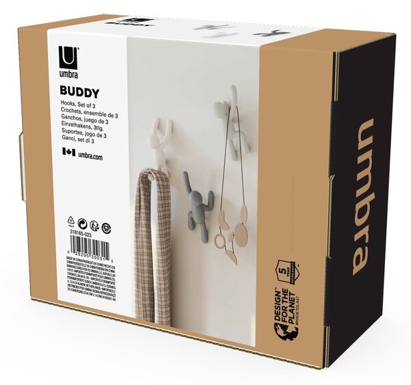 Ścienne plastikowe haczyki zestaw 3 szt. Buddy – Umbra