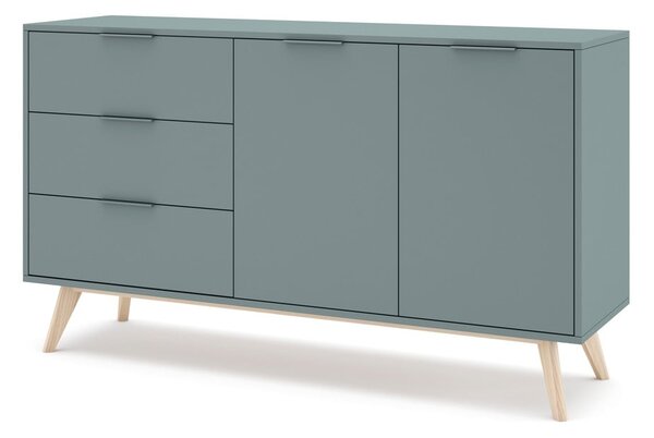 Zielonoszara niska komoda 140x81 cm Pisco – Marckeric