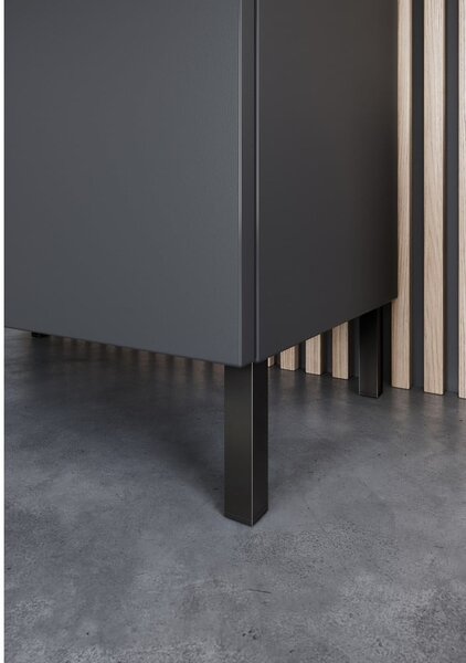 Antracytowa wysoka wąska szafka łazienkowa 30x190 cm Arcena – Germania