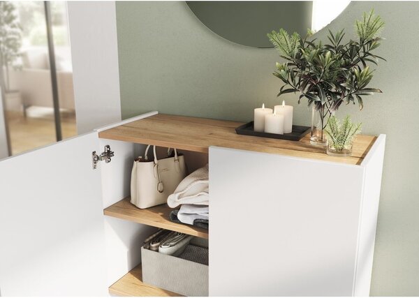Biała szafka w dekorze dębu 74x105x33 cm Alviano – Germania