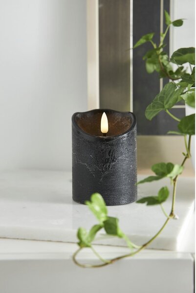 Czarna woskowa świeca LED Star Trading Flamme Rustic, wys. 10 cm